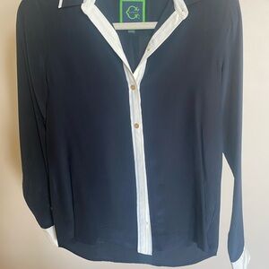 100% Silk XS Black C. Wonder Button-up